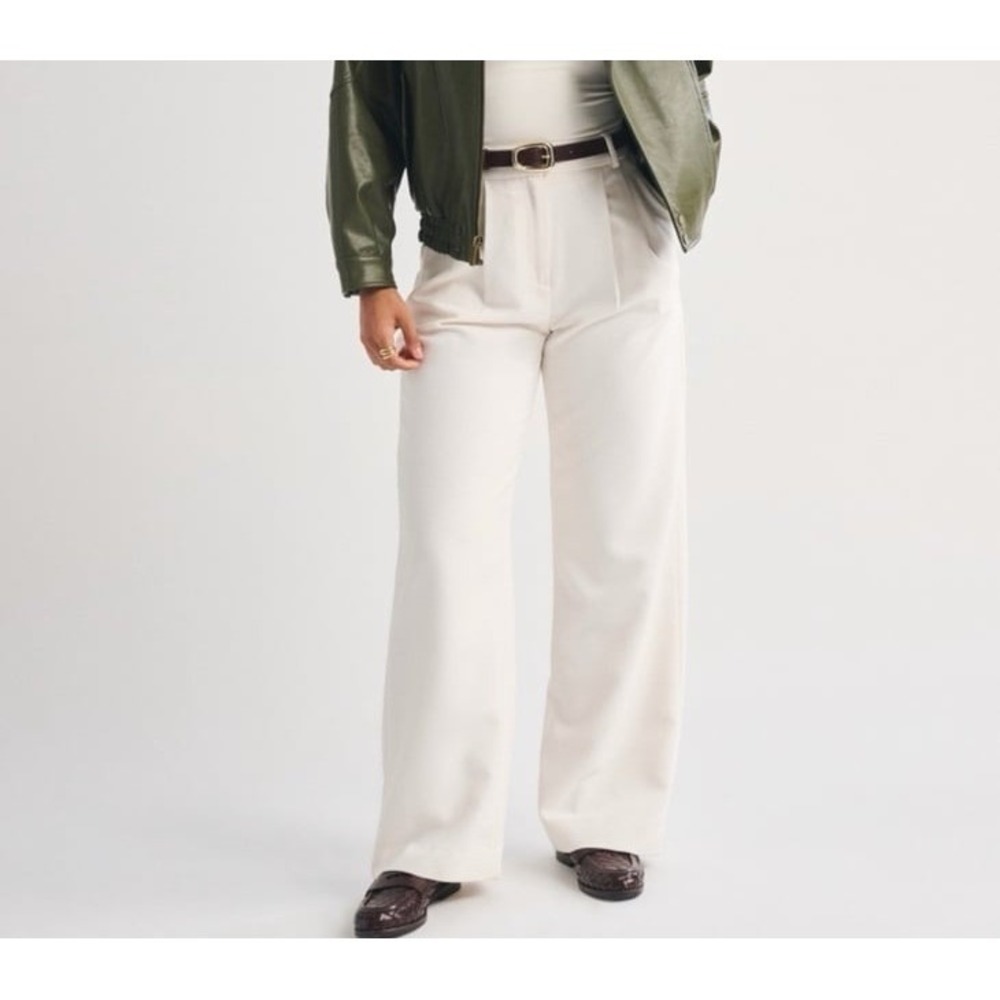 Abercrombie & Fitch | Curve Love Sloane Tailored Wide Leg Pant Ivory 31/12 LONG